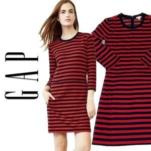 GAP Women's Red and Black Striped Dress